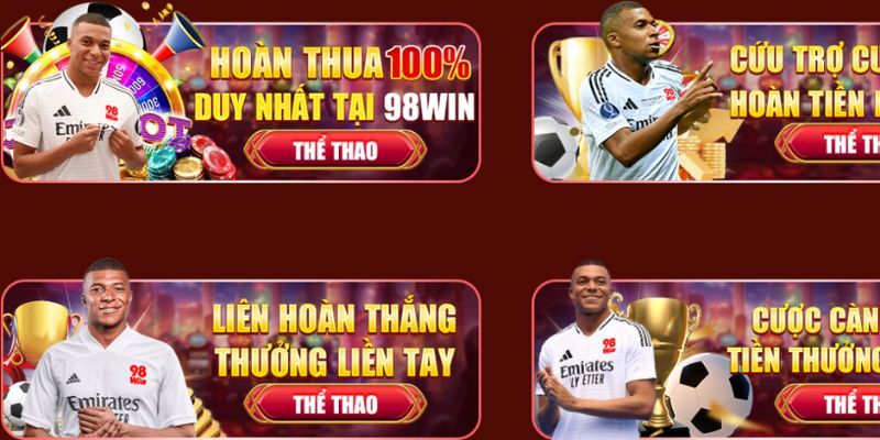 Chương trình ưu đãi hoàn thua thể thao 100%